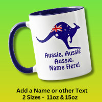 Add Name, Aussie Aussie Aussie, Blue Kangaroo Flag