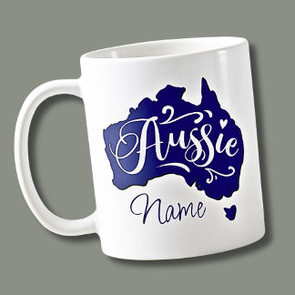 Add Name - Aussie on Australia Map Coffee Mug