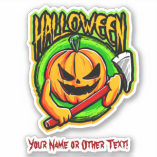 Add Name, Axe Murderer Pumpkin Head Green Brown   