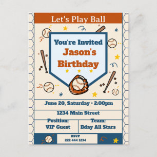 Add Name - Baseball Birthday Invitation for Boys Postcard