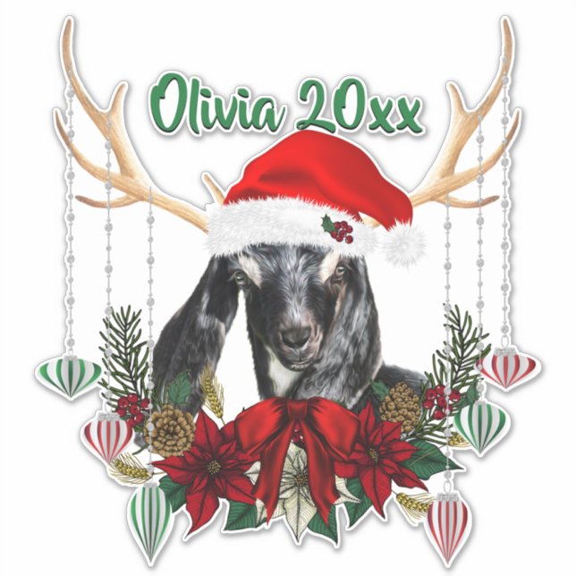 ADD NAME - Beautiful Christmas Nubian Goat Kid (Front)