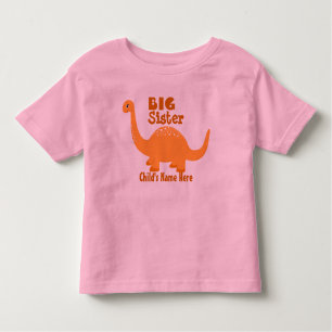 Add Name Big Sister Dinosaur Print Toddler T-Shirt