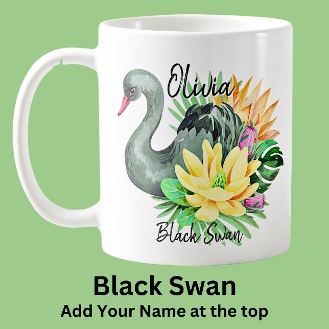 Add Name Black Swan Australian Animal Bird Coffee Mug (Creator Uploaded)