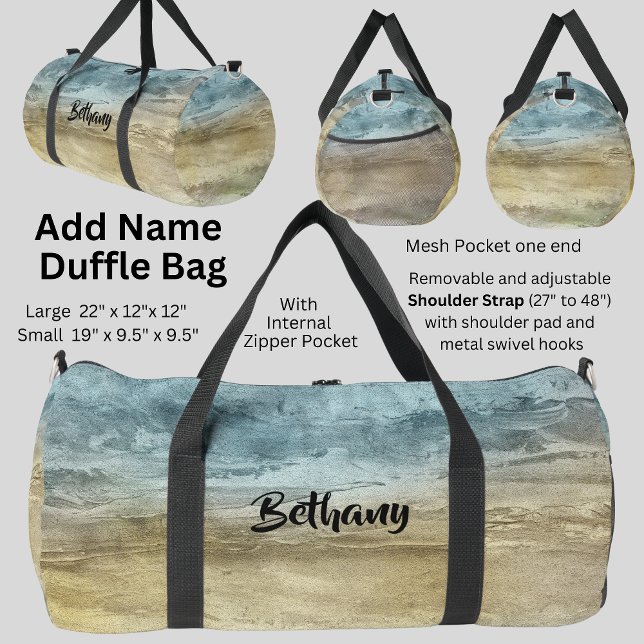 Add Name Blue Brown Landscape Nature Abstract Duffle Bag (Creator Uploaded)