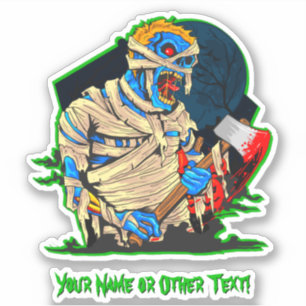 Add Name, Blue Zombie Mummy Axe Murderer Blood 