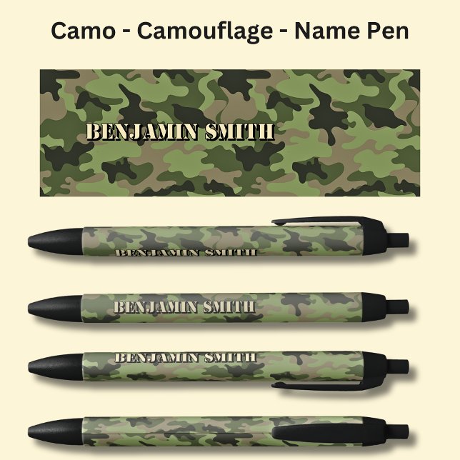 Add Name, Camo Brown Olive Green  Black Ink Pen (Creator Uploaded)