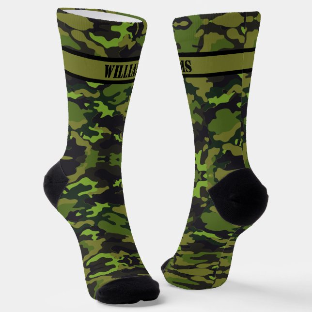 Add Name Camouflage Green Brown   Socks (Angled)