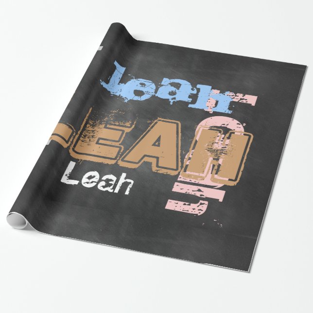 Add name chalkboard wordcloud gift wrap unique fun (Unrolled)