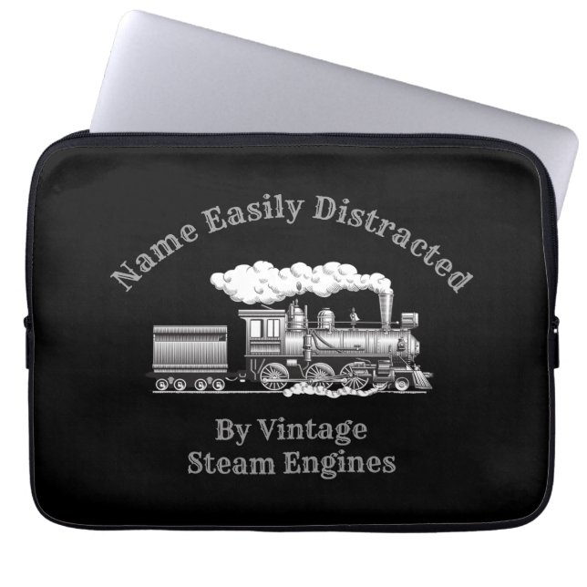 Add Name Change ALL Text Easily Distracted Steam   Laptop Sleeve (Front)