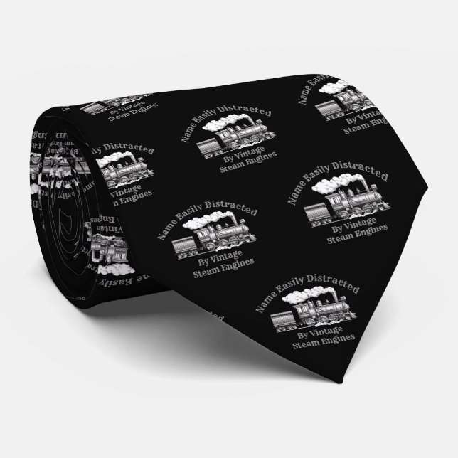 Add Name Change ALL Text Easily Distracted Steam   Tie (Rolled)