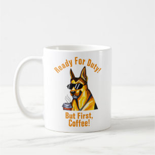 Add Name Change All Text, German Shepherd + Coffee Mug