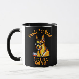 Add Name Change All Text, German Shepherd + Coffee Mug