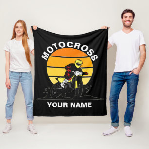 Add Name Change ALL Text Motocross Motorcycle Fleece Blanket