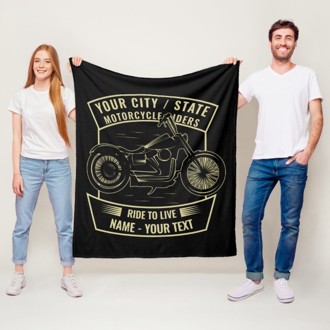 Add Name Change ALL Text Motorcycle Riders Details Fleece Blanket (In Situ)