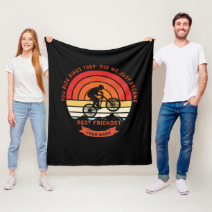 Add Name Change All Text Mountain Bike Best Friend Fleece Blanket