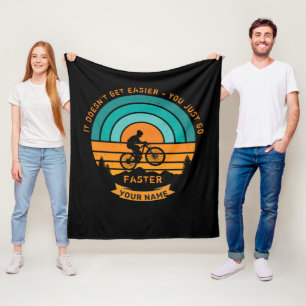 Add Name Change All Text Mountain Bike Not Easier Fleece Blanket