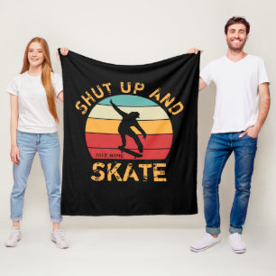 Add Name Change ALL Text Shut Up and Skate Sunset Fleece Blanket