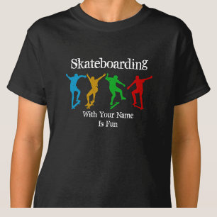 Add Name Change All Text Skateboarding Figures  T-Shirt