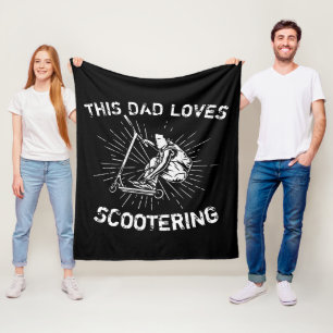 Add Name Change ALL Text This Dad Loves Scootering Fleece Blanket