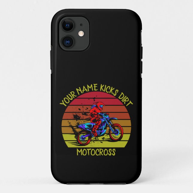 Add Name, Change ANY Text, Kicks Dirt Motocross  Case-Mate iPhone Case (Back)