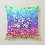Add Name Change Any Text She Shed Sparkle Rainbow Cushion<br><div class="desc">Add the Name & Text you want to Front & Back of this great She Shed Design - See my store for more great She Shed Gifts.</div>