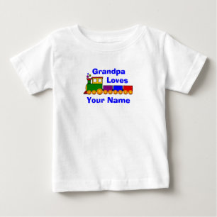 Add Name Change Grandpa Word, Loves Baby Toy Train T-Shirt