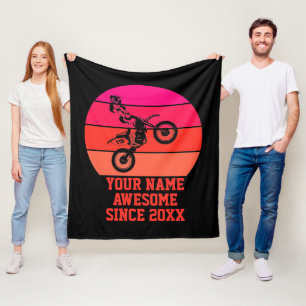 Add Name Change Text Awesome Since 20xx Dirt Bike Fleece Blanket