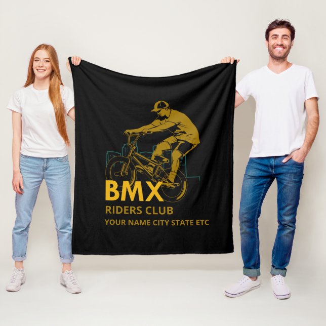 Add Name Change Text BMX Riders Club Urban City    Fleece Blanket (In Situ)