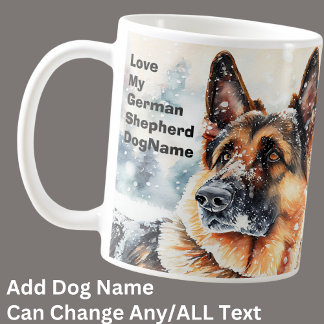 Add Name Change Text, German Shepherd in Snow #2  Coffee Mug