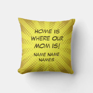 Add Name Change Text Home Is Where Mum Is          Cushion