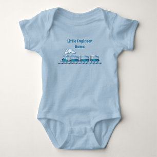 Add Name Change Text Little Engineer Baby Blue  Bodysuit