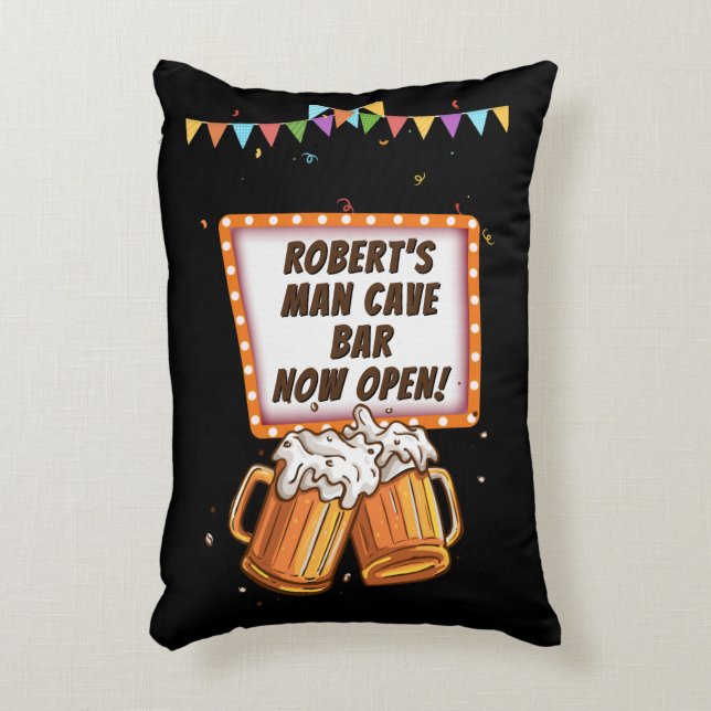 Add Name Change Text Man Cave Bar Beer Decorative Cushion (Front(Vertical))
