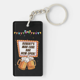 Add Name Change Text Man Cave Bar Beer Key Ring
