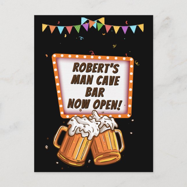 Add Name Change Text Man Cave Bar Beer Postcard (Front)