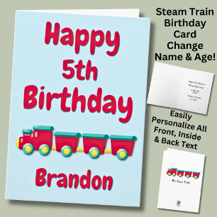 Add Name Change Text, Red Train Child Boy's Card