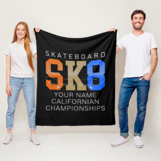 Add Name Change Text SK8 Skateboard Championship   Fleece Blanket