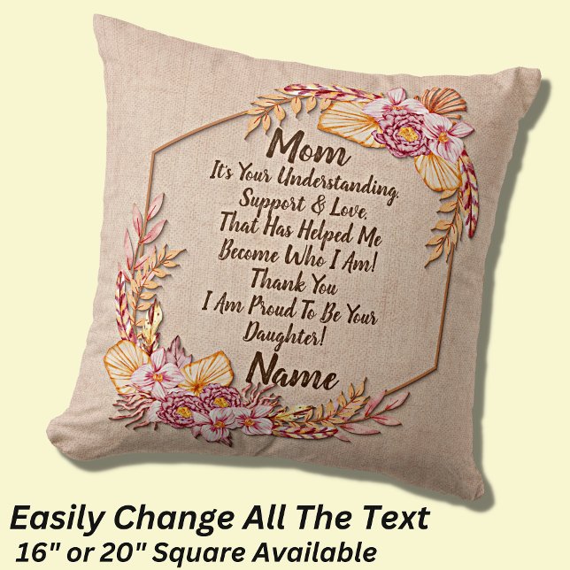 Add Name Change Text Thank You Mum Mother's Day Th Cushion (Creator Uploaded)