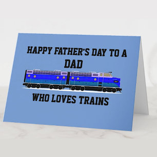 Add name, Change Text Train Railroad Father's Day Holiday Card