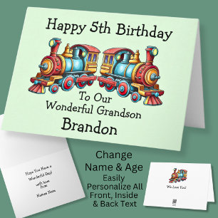 Add Name Child's  Steam Train  Boy's Card
