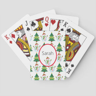 Add Name Christmas Stocking Stuffer Snowman Playing Cards