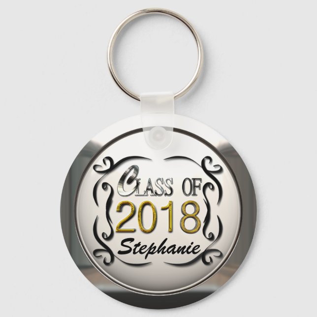 Add Name Class Of 2018 Graduation Keychain (Front)