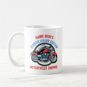 Add Name Classic Custom Red Motorcycle Chopper Coffee Mug