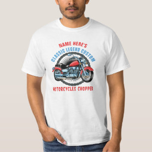 Add Name Classic Custom Red Motorcycle Chopper     T-Shirt