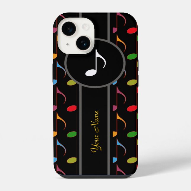 add name/colourful music notes iPhone case (Back)