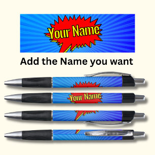 Add Name Comic Book Style Text Blue Red Yellow