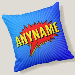 Add Name Comic Book Style Text Blue Red Yellow  Cushion