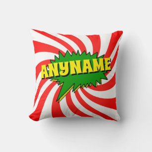Add Name Comic Book Style Text Yellow Red Green Th Cushion