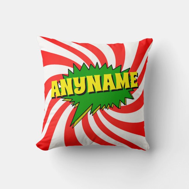 Add Name Comic Book Style Text Yellow Red Green Th Cushion (Front)