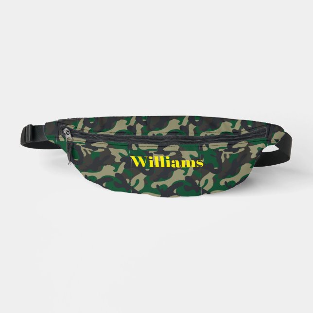 Add Name | Custom Army Green Military Camouflage   Bum Bags (Front)