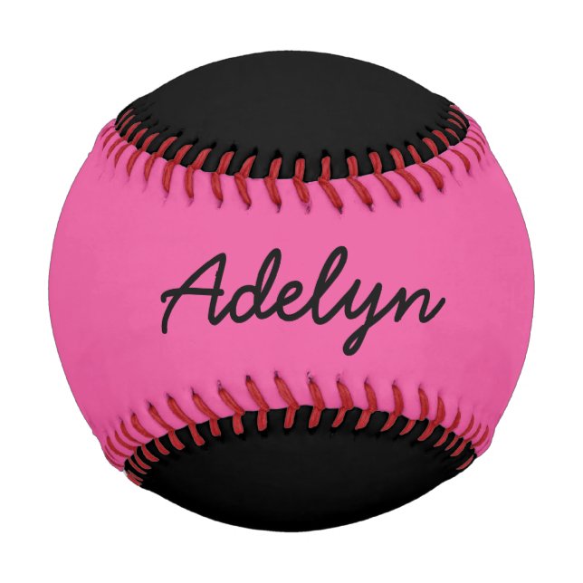 Add Name Custom Black and Pink Baseball (Front)